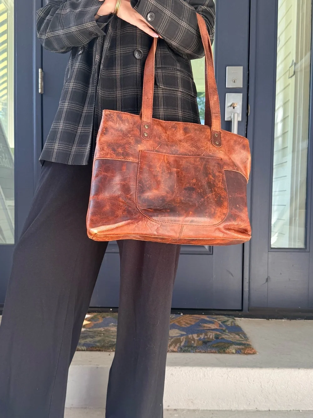 Leather Tote Bag in Distressed Brown - Classic Everyday Carry
